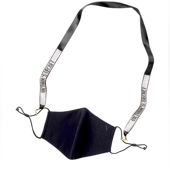 Victoria's Secret Other - Victoria’s Secret VS mask chain and mask Covid black bling shine strap